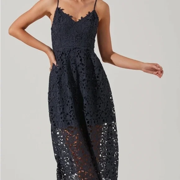 lace a line midi dress astr ASTR the Label | Aubrey Eyelet Embroidered Sweetheart Midi Dress in Blush